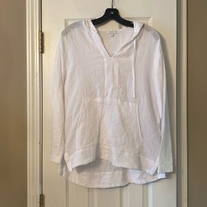 Soft and light beachwear white hoodie sweatshirt